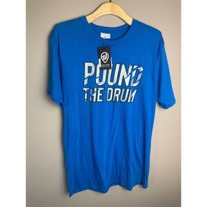 Where Im From Pound The Drum Blue Graphic Tee Shirt Mens Large NWT Made in USA